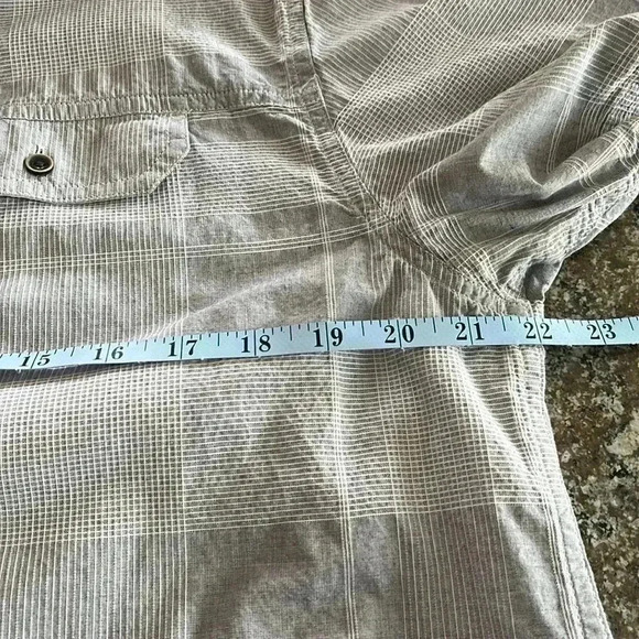 EUC PrAna 100% Organic Cotton Marvin button down short sleeve shirt Light Gray L - Picture 6 of 11